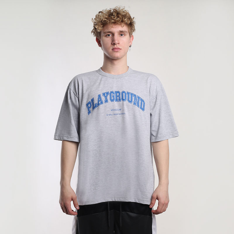 мужская серая футболка PLAYGROUND B-Ball High School Tee PG grey tee - цена, описание, фото 1